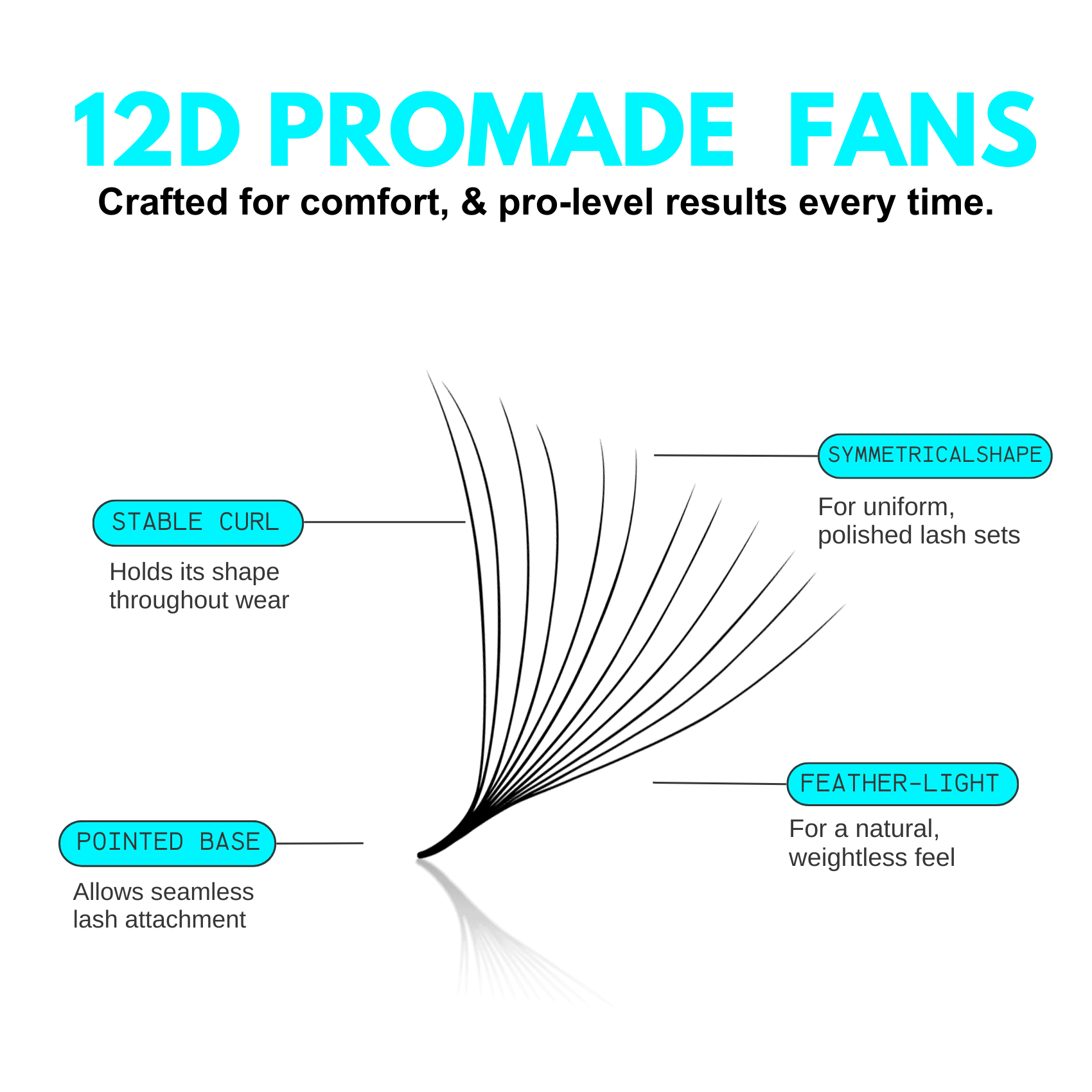 12D Promade Volume Loose Fans Pointy Base(500 Fans)-REAL LASH