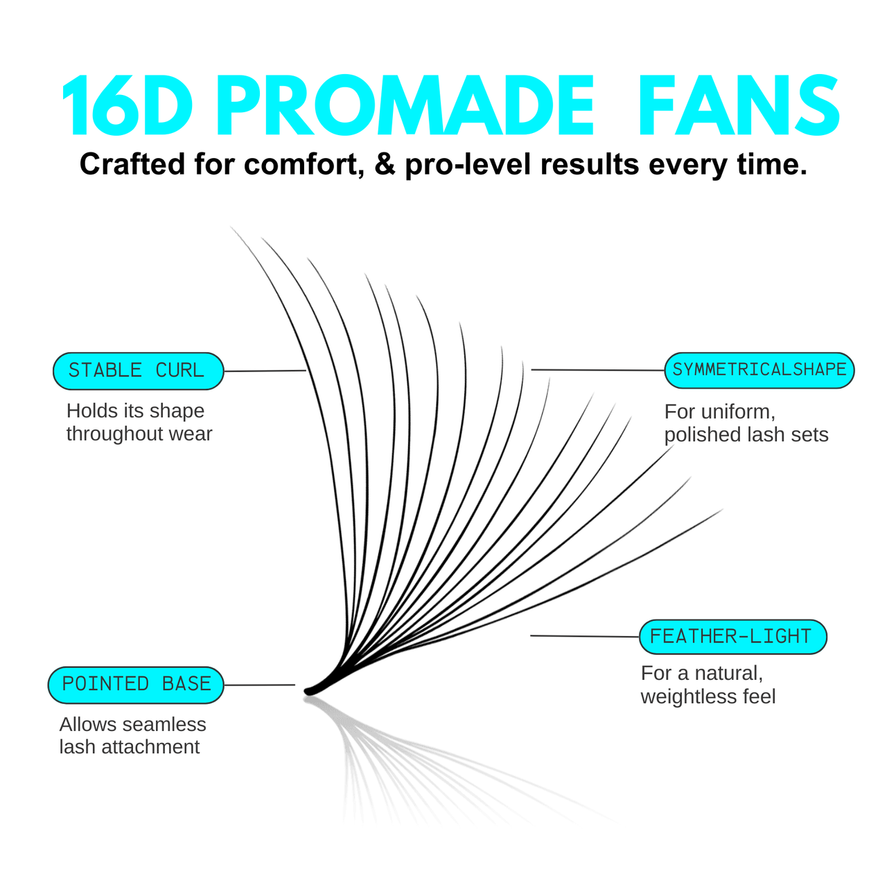 16D Promade Volume Loose Fans Pointy Base(500 Fans)-REAL LASH