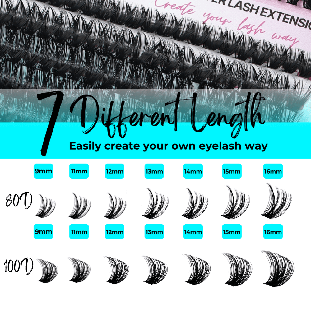 280pcs 80D+100D Cluster Lash Extension
