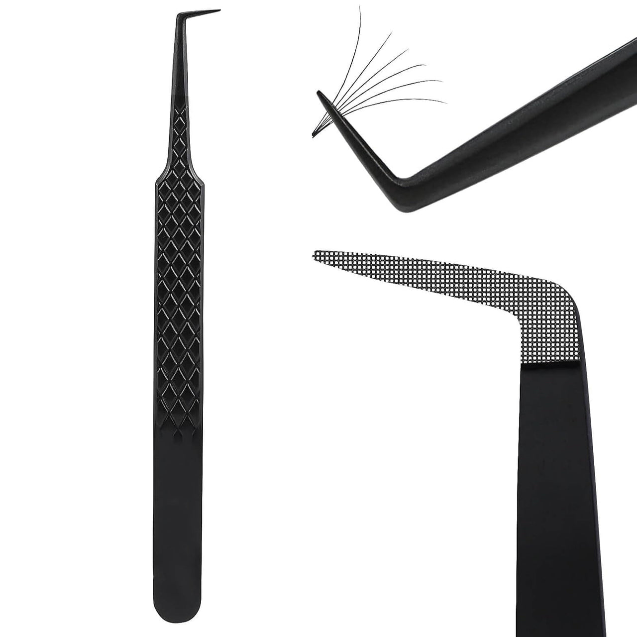 Diamond Grip 90 Degree Fiber Tip Volume Lash Tweezers