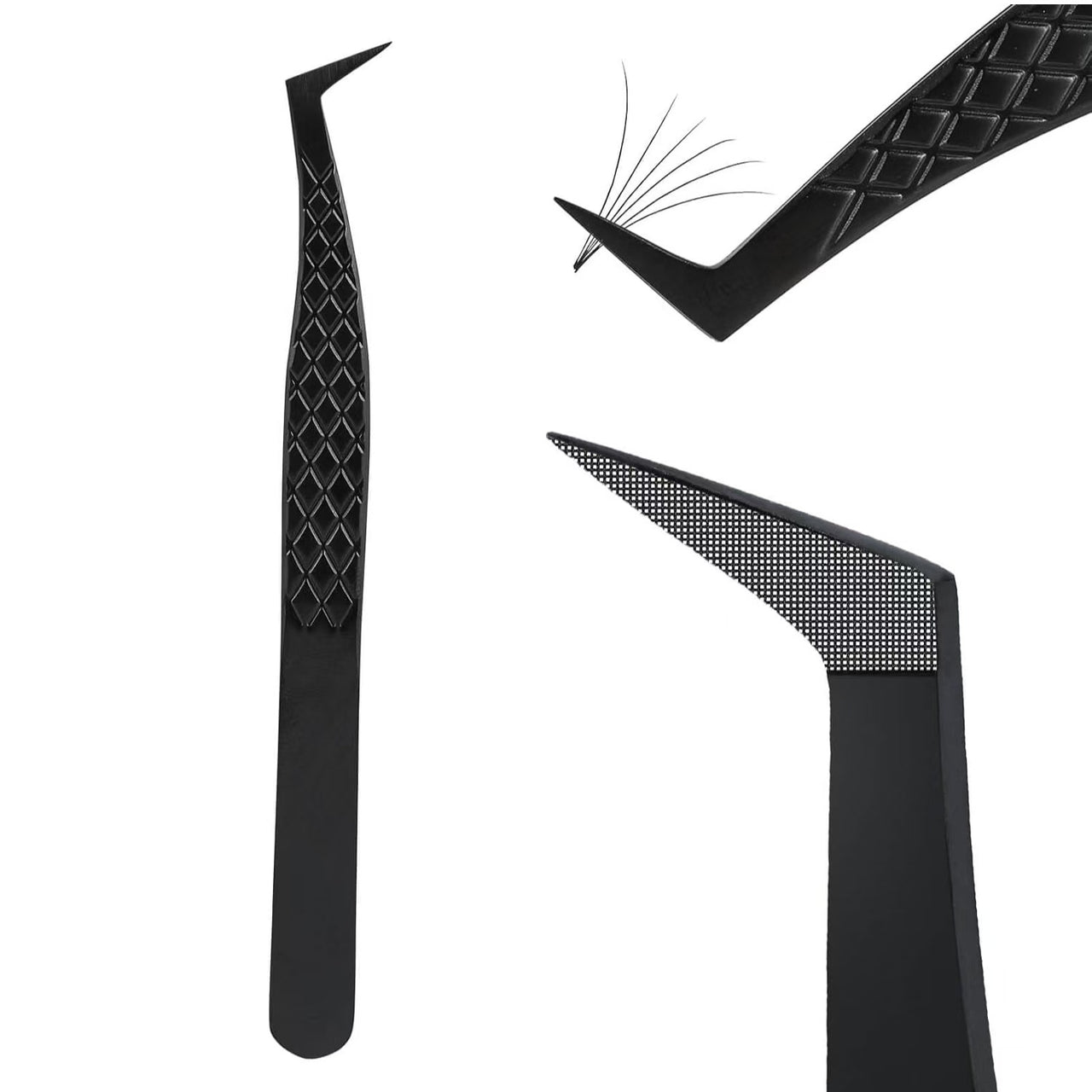 Fiber Tip L-Shape Boot Volume Eyelash Extension Tweezers