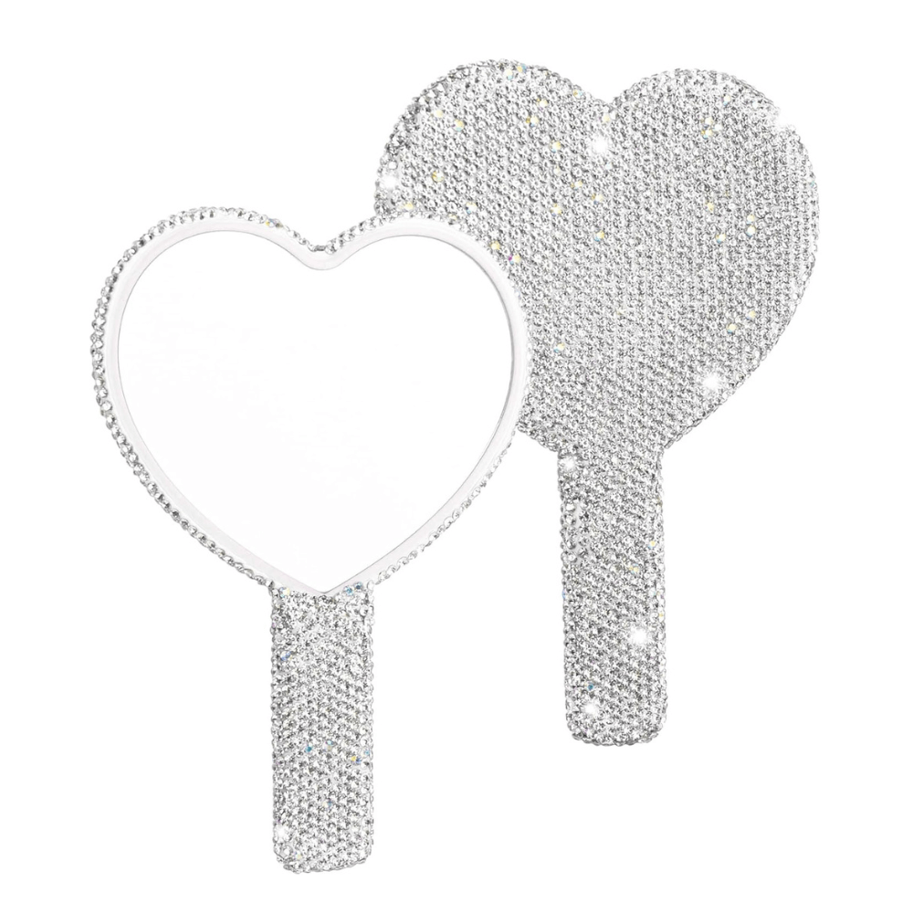Handspiegel in Herzform mit Glitzer
