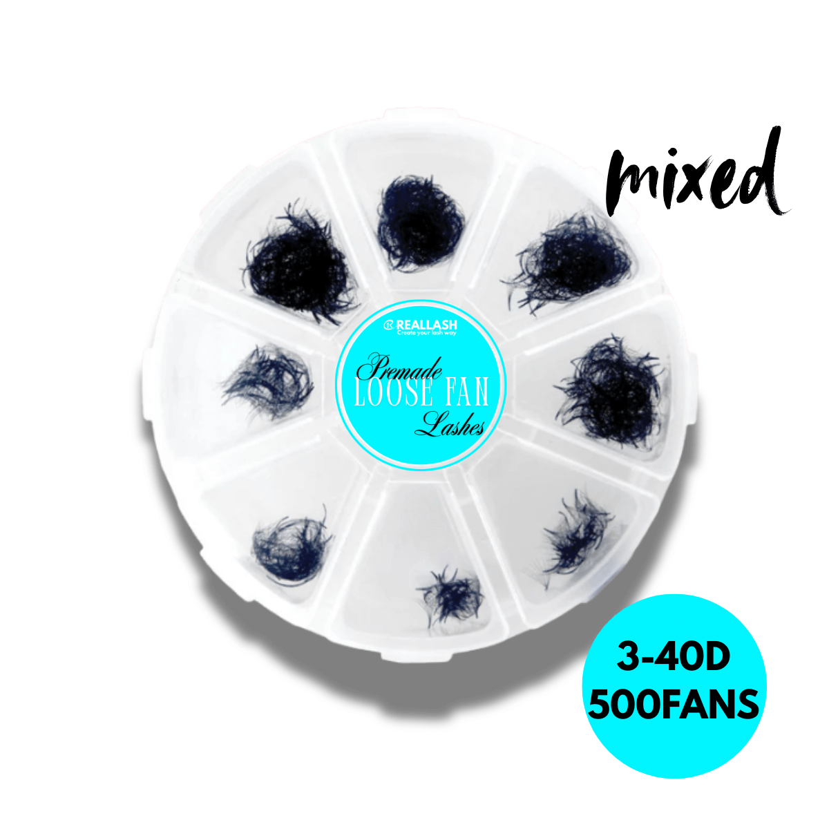 3-40D Promade Volume Loose - 500 8-15mm Mix Fans-REAL LASH