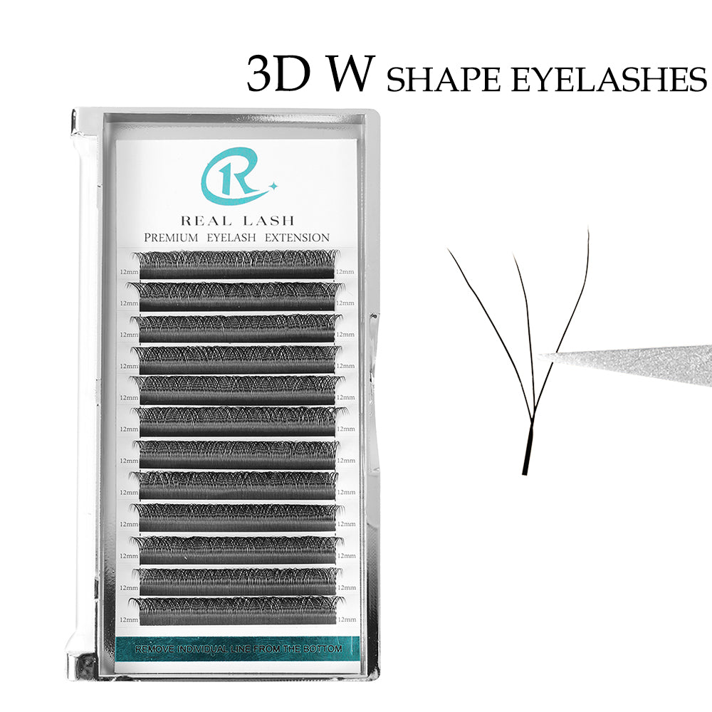 REAL LASH 3D W Shape Premade Fans 0.07 Eyelash Extensions-REAL LASH