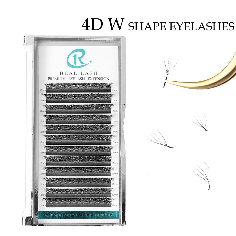 REAL LASH 4D W Shape Premade Fans 0.07 Eyelash Extensions-REAL LASH