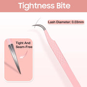 Pink Diamond Fiber Tip Curved Tweezers-REAL LASH