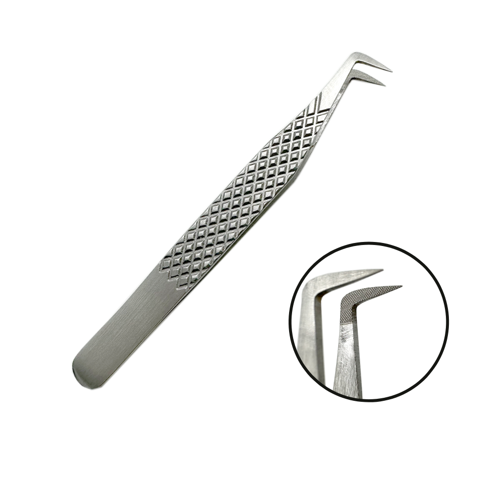 Fiber Tip 90 Degree Boot Lash Tweezers-REAL LASH