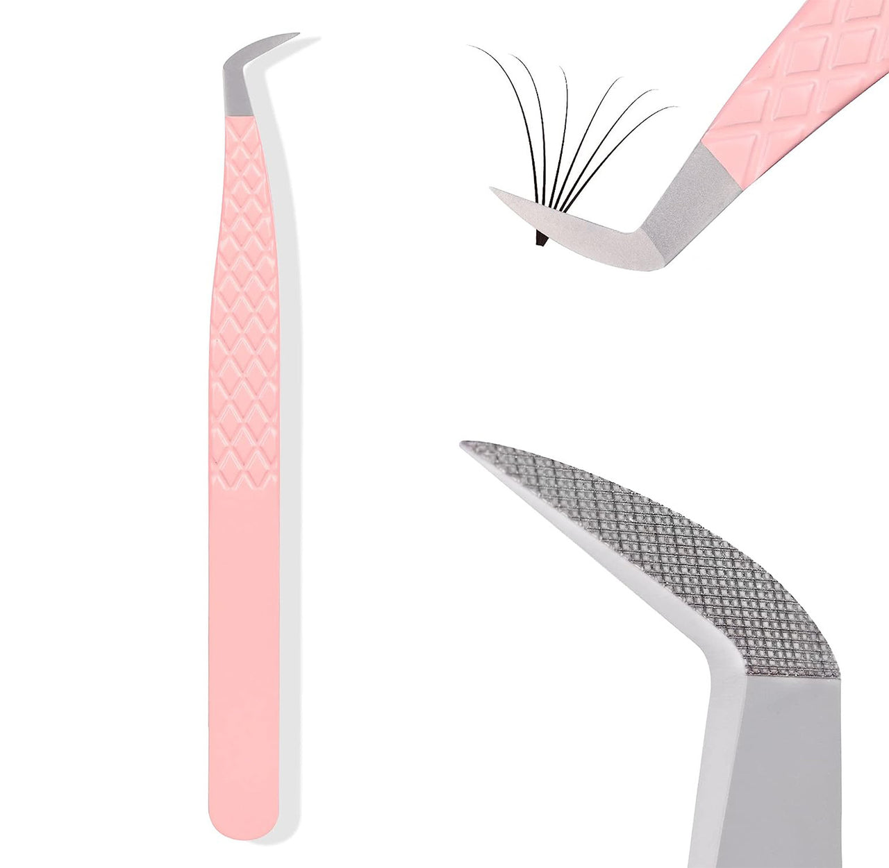 Pink Diamond Fiber Tip Boot Volume Tweezers-REAL LASH