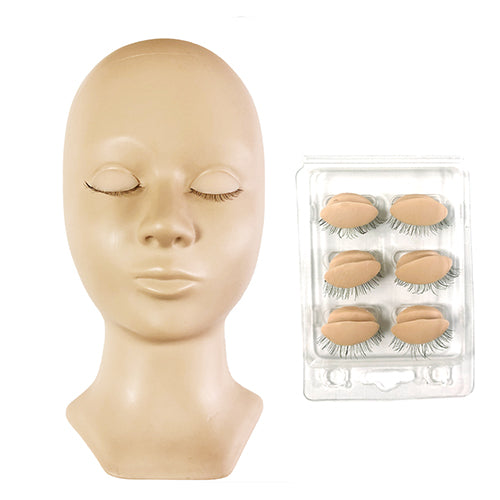 Mannequin Head with 3 pairs Replacement Eyelids - Real Lash