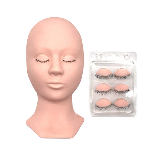 Mannequin Head with 3 pairs Replacement Eyelids - Real Lash